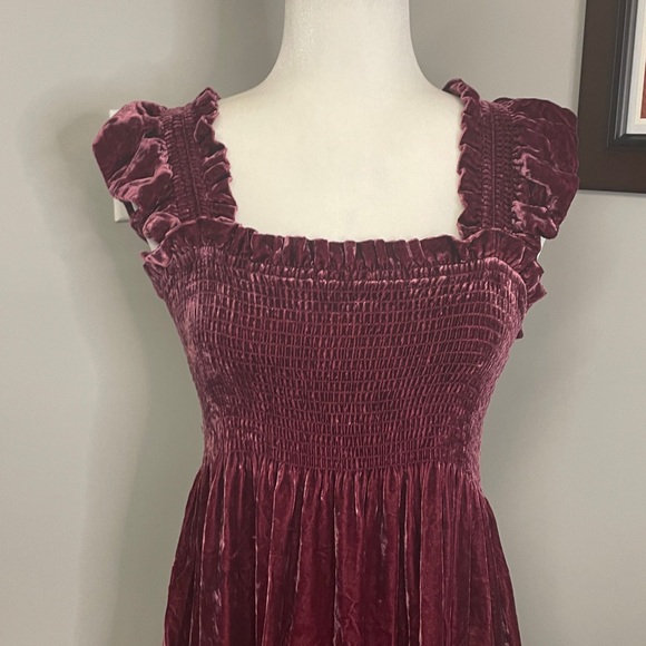 Hill House Ellie Nap Dress Red Burgundy Velvet Large Maxi Midi Sleeveless - Picture 3 of 7